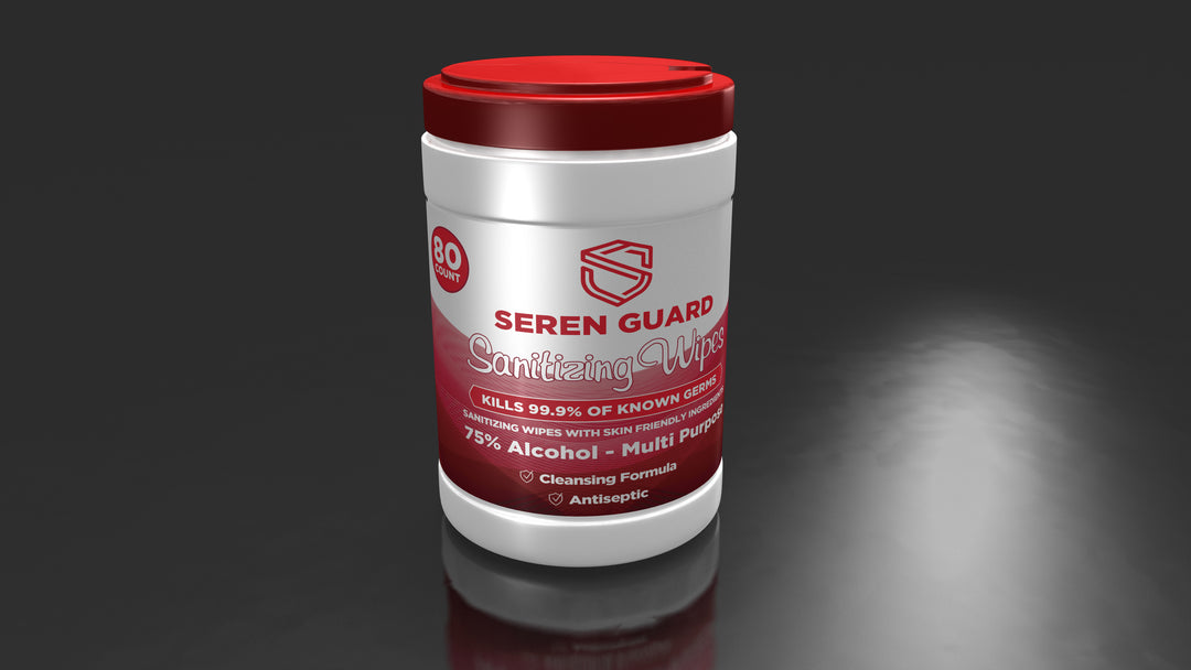 SEREN GUARD® Alcohol Sanitizing Wipes – 80 count cylinder tub