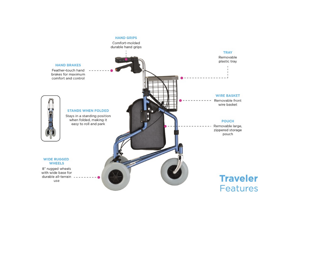 Nova Traveler 3 Wheel Rolling Walker