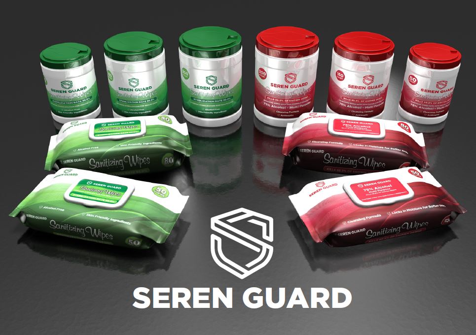 SEREN GUARD® Alcohol Sanitizing Wipes – 200 count cylinder tub