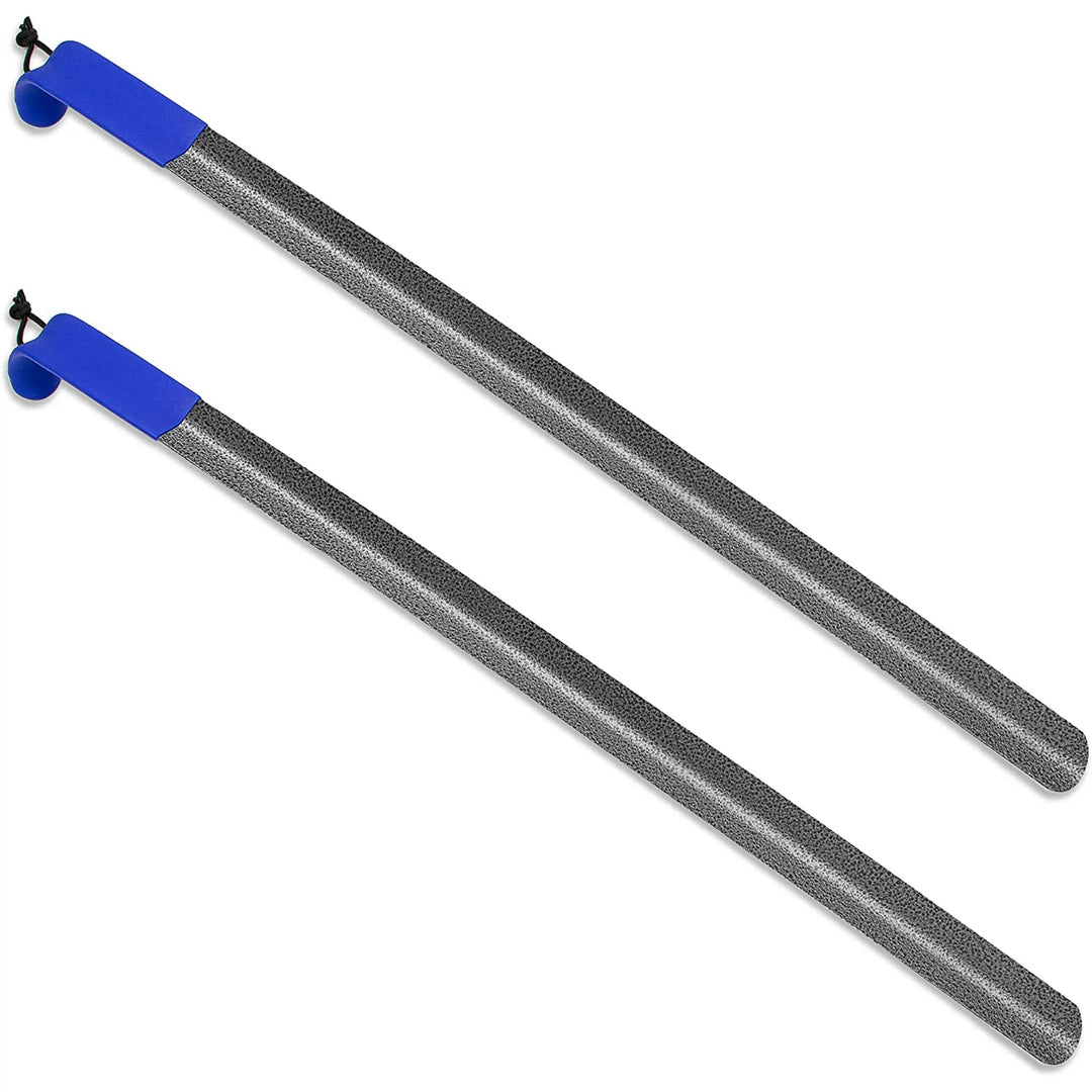 2 Pack 31 Inch Extra Long Handled Metal Shoe Horn with Curved Handle=