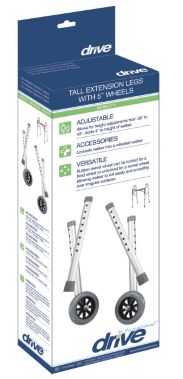 Drive Medical Tall Walker Wheel Extension Pack